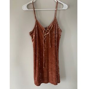 Burnt orange velvet dress